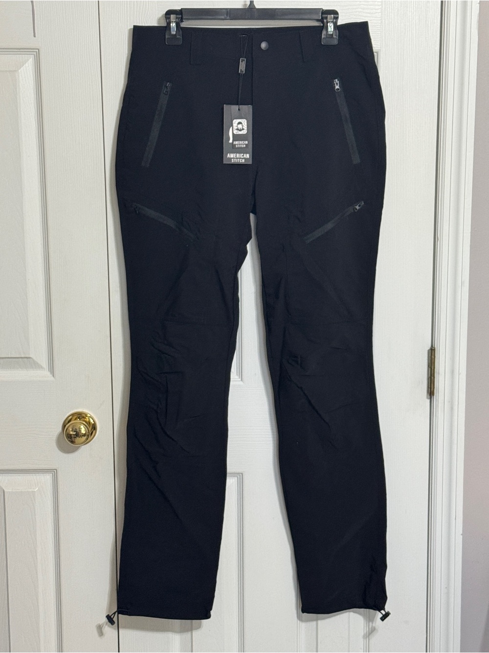 American Stitch Black Cargo Pants with Water-Resistant Zips